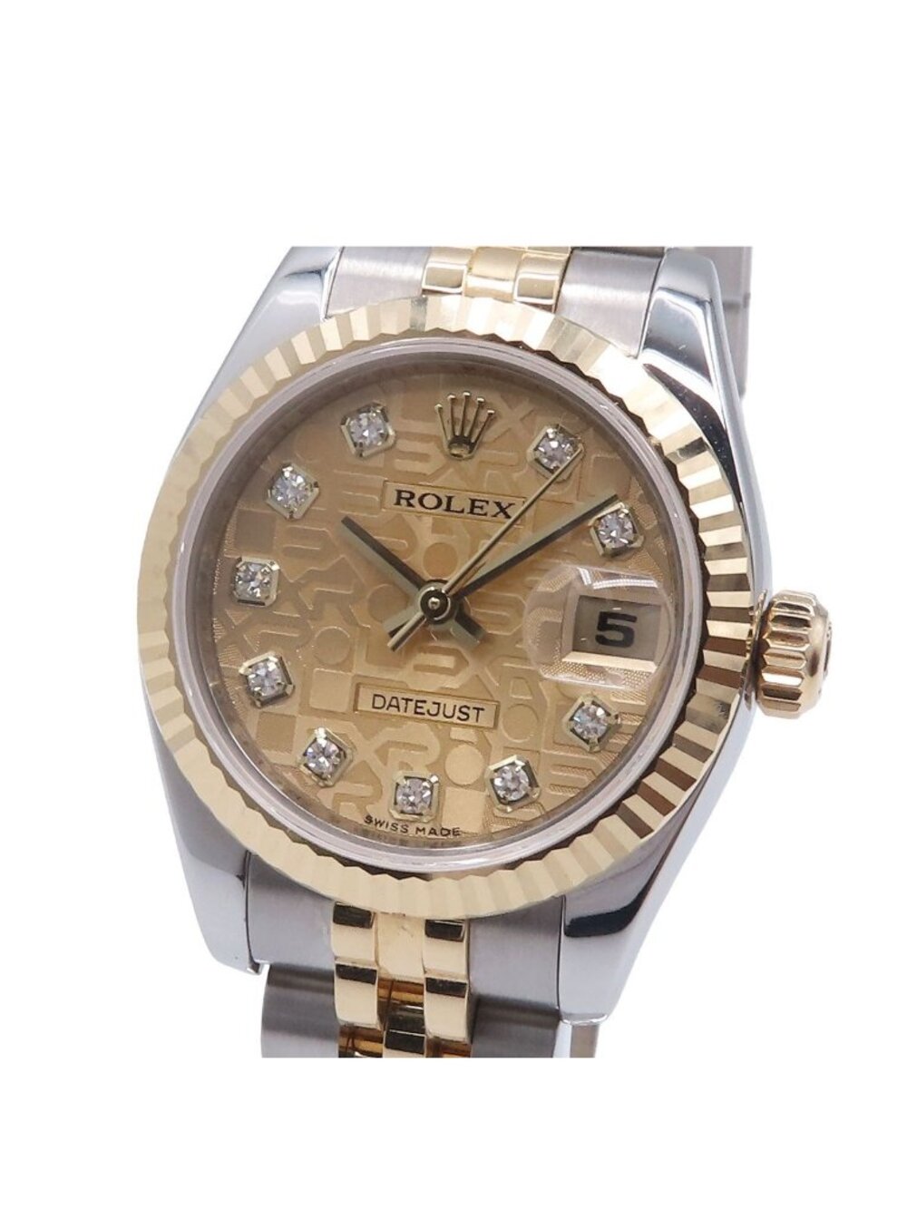 Rolex Datejust Champagne Stainless Steel 18K Yellow Gold Diamond Jubilee Dial